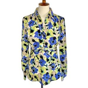 M Madison Michelle Long Sleeve Twisted Front Button Up Dress Blouse Top